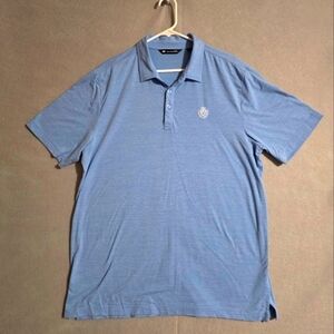 Travis Mathew Embroidered Blue And White Striped Performance Golf Polo Size XL